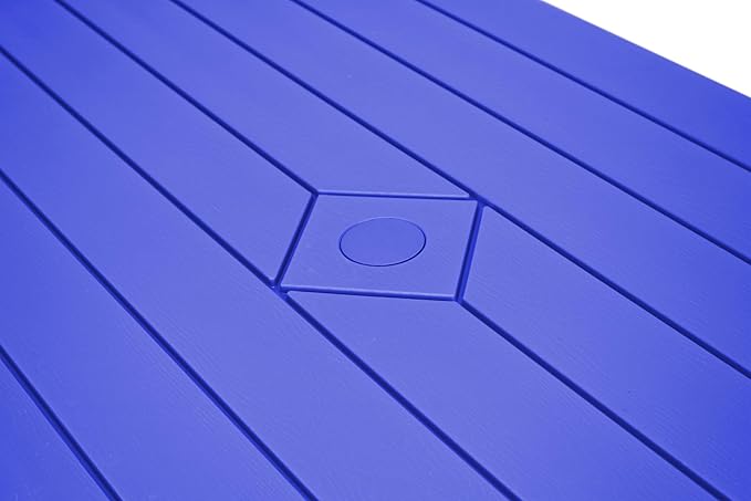 OEF Furnishings Heavy Duty Blow Molded Folding Picnic Table - Blue, Black Fram