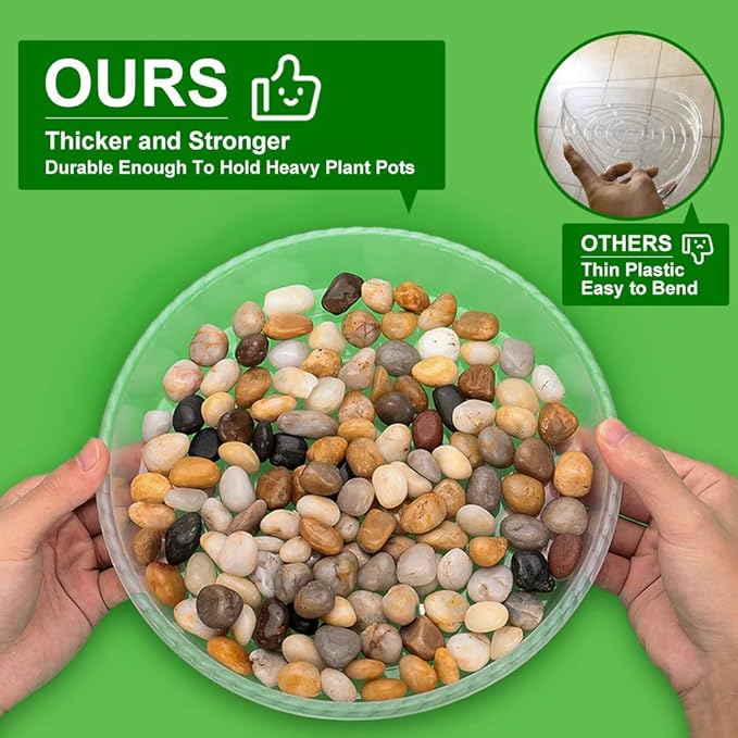 MUDEELA 18 Pack of 12 inch & 10 inch & 8 inch Plant Saucers, Durable Plant Trays for Indoors Outdoors, Clear Plastic Flower Plant Pot Saucer, Made of Thicker, Stronger Plastic, Taller Design