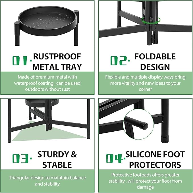 Metal Plant Stand for Indoor Outdoor,5 Tier Foldable Corner Flower Stands Shelf Plants Holder Display for Patio Garden Living Room Balcony Bedroom (5 tier)