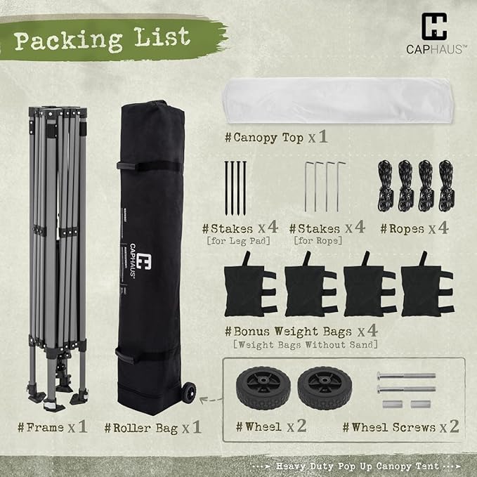 CAPHAUS 12ft x 12ft Patented One-Push Pop Up Outdoor Canopy Tent, Heavy-Duty Commercial Grade w/Central Lock, Portable and Instant Folding Shelter with Wheeled Carry Bag and Weight Bag, Blue