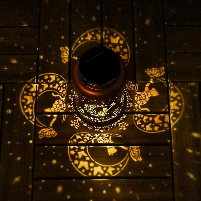 Solar Lanterns Outdoor Waterproof - 2 Pack Cat Garden Decor Birthday Gifts for Women Mom Grandma Hanging Solar Lights Metal Solar Lantern for Outside, Patio, Outdoor, Yard, Backyard, Porch