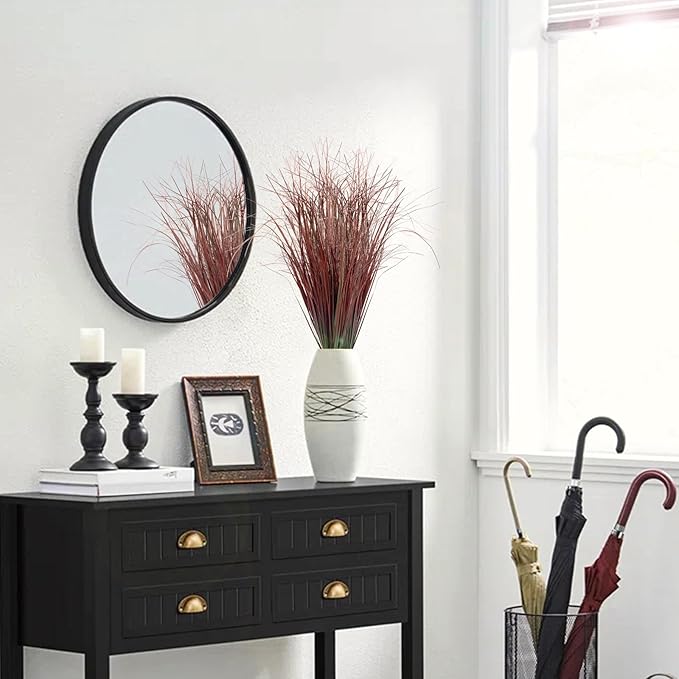 12Pcs Artificial Grass Plants, Faux Shrubs Wheat Grass, Artificial Tall Grasses Fake Plants for Outdoor Decor,Artificial Greenery Stems Weed for Room Indoor Home Decor（Red）