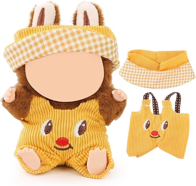 (2 Set) XMBYGY Doll Clothes for Labubu(for 17/15cm Standing/Sitting Doll)(NO Doll) - Accessories Clothes Dress up for Dolls Outfit Included Figures Clothing and Hat for Girl Woman (LB49+LB48)