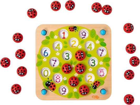 Fat Brain Toys Ladybug's Garden Toddler Memory Game, Wooden Memory Matching Games for Kids, Preschool Toys
