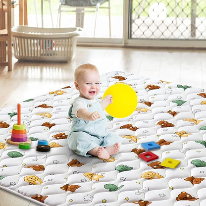 Premium Foam Baby Play Mat for Floor 79" X 71", Extra Large Soft Thicker Activity Playmats for Babies, Toddlers, Infants, Play & Tummy Time, Foldable & Machine Washable Baby Crawling Mat