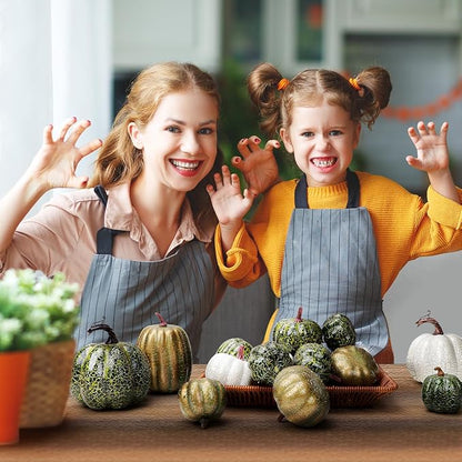 9 Pcs Pumpkins for Decorating,Fall Decorations,Artificial Foam Pumpkin for Autumn Harvest Thanksgiving Halloween Table Decor (Green&White&Gold)