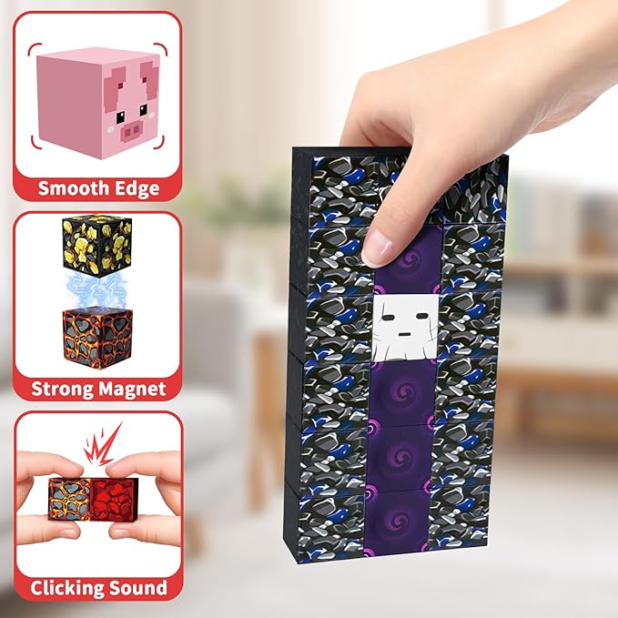 150PCS Magnetic Blocks for Kids, 0.8in Magnetic Building Block Toys for Boys Girls Age 3 4 5 6 7 8 9 10 Magnet Cubes Game Magnetic Tiles STEM Toys Christmas Birthday Gifts for Kids Toddlers