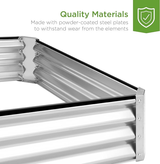 Best Choice Products 6x3x1ft Outdoor Metal Raised Garden Bed Box Vegetable Planter for Vegetables, Flowers, Herbs, and Succulents - Silver