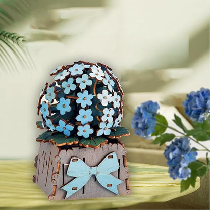 3D Wooden Puzzles for Kids DIY Wooden Flower Building Block Set Craft for Children Adults to Build Valentine's Day/Mother's Day/Teacher's Day/Birthday Gifts (Hydrangeaceae)