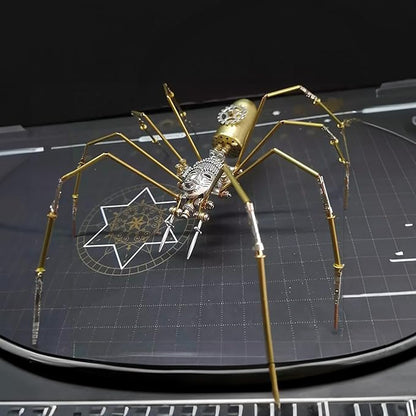 3D Steampunk Mechanical Insect Puzzle Kit - DIY Metal Assembly Model for Adults, Unique Retro Brass Sculpture Craft for Home Office Decoration (Frons Spider)