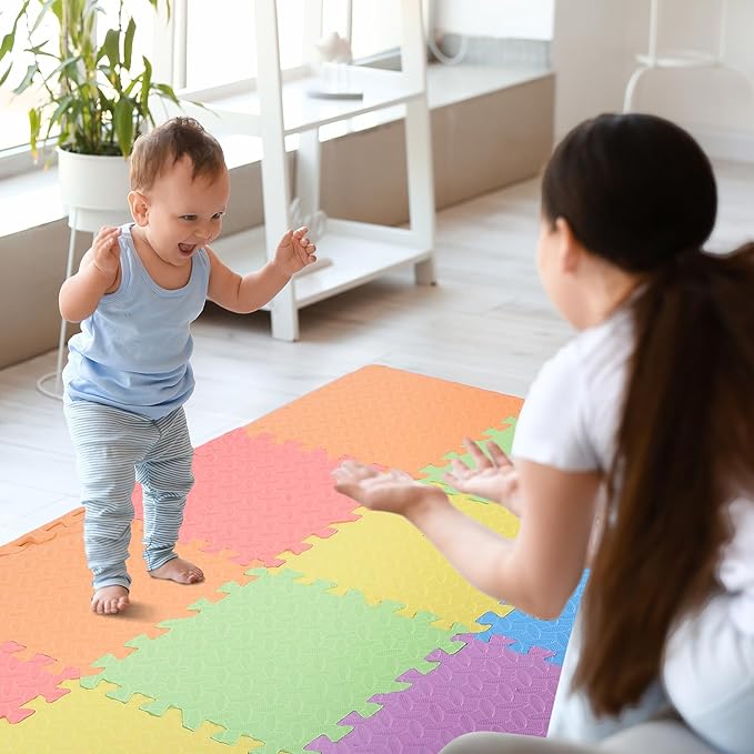 12x12x1 Inch EVA Thick Interlocking Foam Floor Tiles Puzzle Exercise Mat Play Foam Mats for Boys Girls Baby Pets Home Classroom Nursery Gym(Colorful)