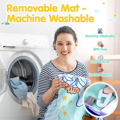 5-in-1 Baby Play Mat - Dinosaur Themed Activity Gym for Babies 0-6 Months with Ball Pit, Detachable Sensory Toys, Pillow, Machine Washable