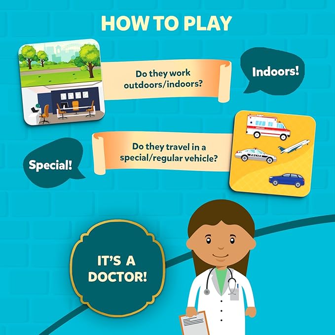 Skillmatics Guess in 10 Junior Community Helpers for Boys, Girls, and Families Who Love Card Games, Board Games & Educational Toys, Travel Friendly, Gifts for Ages 3, 4, 5, 6