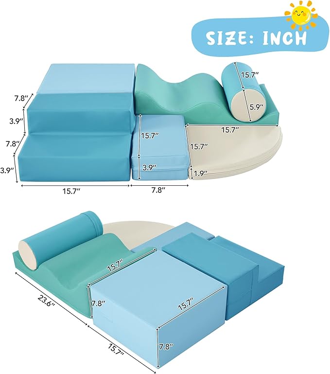 Merax Climbing Toys for Toddlers, Soft Climb and Crawl Playset Indoor Baby Soft Foam Blocks for Climbing, Crawling, 6-Piece