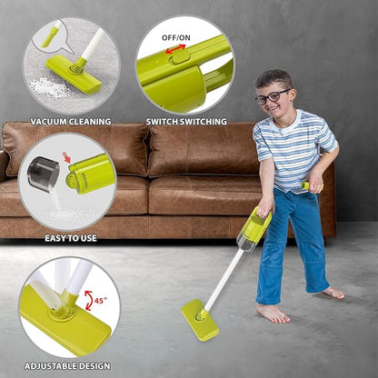 Kids Cleaning Set for Toddlers Pretend Play Housekeeping Supplies Kits with Real Working Vacuum Cleaner, Broom, Spray Bottle, Dust Pan and More Role Play Educational Toys for Toddler Boys Girls (Red)