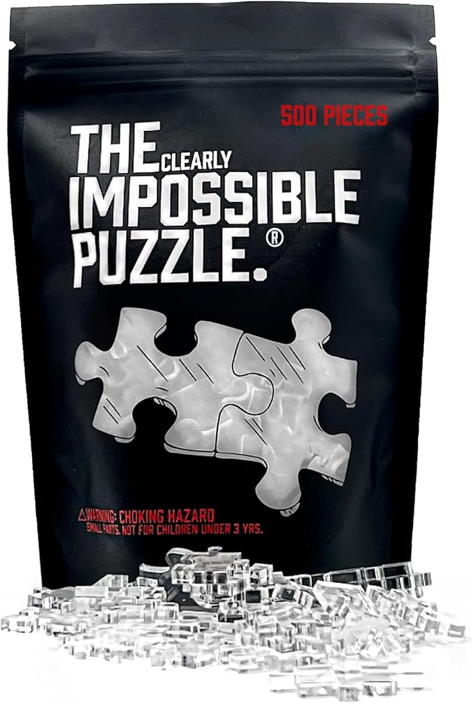 The Clearly Impossible Puzzle 500 Pieces Hard Puzzle for Adults (Acrylic, Jigsaw, 18.75x11 inches, 1 Pound, Made in USA)