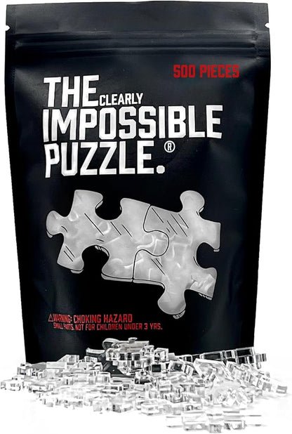 The Clearly Impossible Puzzle 500 Pieces Hard Puzzle for Adults (Acrylic, Jigsaw, 18.75x11 inches, 1 Pound, Made in USA)