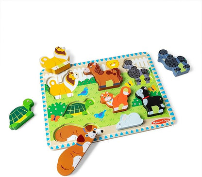 Melissa & Doug Pets Wooden Chunky Puzzle (8 pcs), Educational Screen Free Activity for Toddler, Preschoolers and Kids Ages 2+