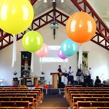 Giant 4D Foil Balloons, 6Pcs Pink Yellow Purple Blue Green Orange Round Balloons, 22 Inch Big Round Foil Balloon for Rainbow Balloon Birthday Party Baby Shower Wedding Decorations