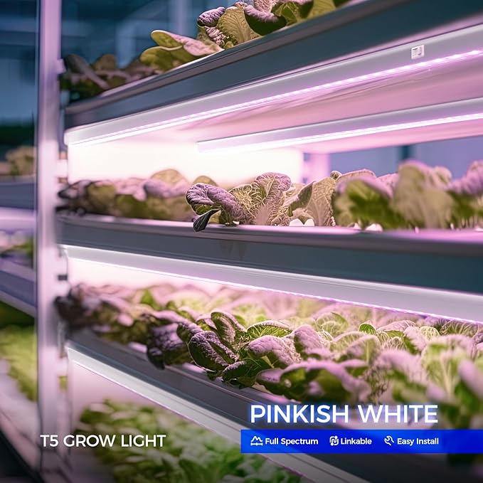 Barrina T5 Grow Lights, Full Spectrum LED Grow Lights for Indoor Plants, 3ft 128W (8 x 16W, 800W Equivalent), Grow Lights for Seed Starting, Greenhouse, Plug and Play, Pinkish White, 8-Pack