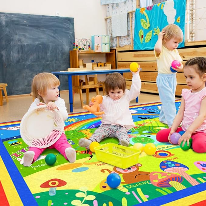 Baby Play Mat 79" X 58",Extra Large Baby Mat for Floor,Soft Plush Cushion Baby Crawling Mat,Foldable Foam ABC Playmats for Babies and Toddlers,Thicken Baby Playpen Mat Activity Mat Baby Rug