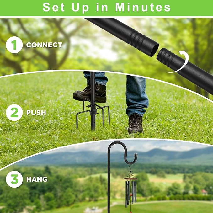 Bird Feeder Pole, 62" Shepherds Hooks for Outdoor, Hummingbird Feeders Stand Heavy Duty with Stable 5-Prong Base, Hanging Plant Shepherd Hook Hanger Stick for Outside Garden Yard Wedding