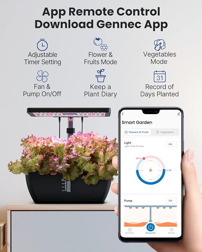 iDOO Hydroponics Growing System Kit 12Pods WiFi, Christmas Gifts for Women Mom, Indoor Herb Garden with LED Grow Light for Home, Built-in Fan, AutoTimer, 6.5L Large Tank Plant Germination Kit, Black