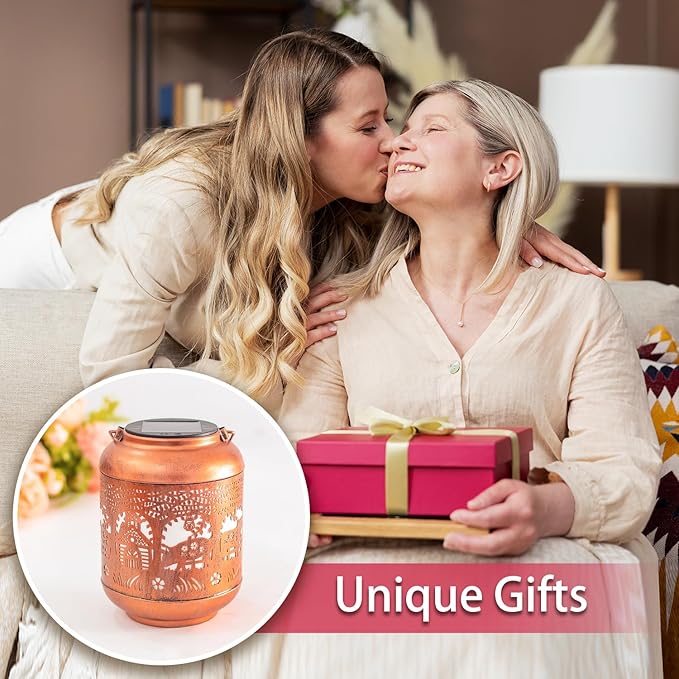 Pig Solar Lanterns Outdoor Waterproof Hanging Solar Lights Pig Gifts for Women Men Mom Metal Decorative LED Outdoor Lanterns for Patio, Lawn, Landscape, Garden Decor, Yard Decorations