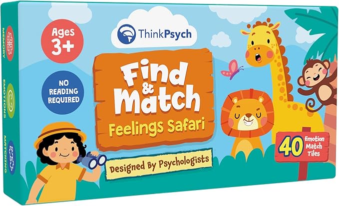 Find & Match - Feelings Safari | Animals & Emotions Matching Memory Game for Kids | Ages 3+ | Social Emotional Learning Toys and Activities | Play Therapy Games