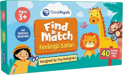 Find & Match - Feelings Safari | Animals & Emotions Matching Memory Game for Kids | Ages 3+ | Social Emotional Learning Toys and Activities | Play Therapy Games