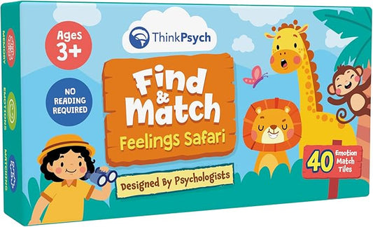 Find & Match - Feelings Safari | Animals & Emotions Matching Memory Game for Kids | Ages 3+ | Social Emotional Learning Toys and Activities | Play Therapy Games