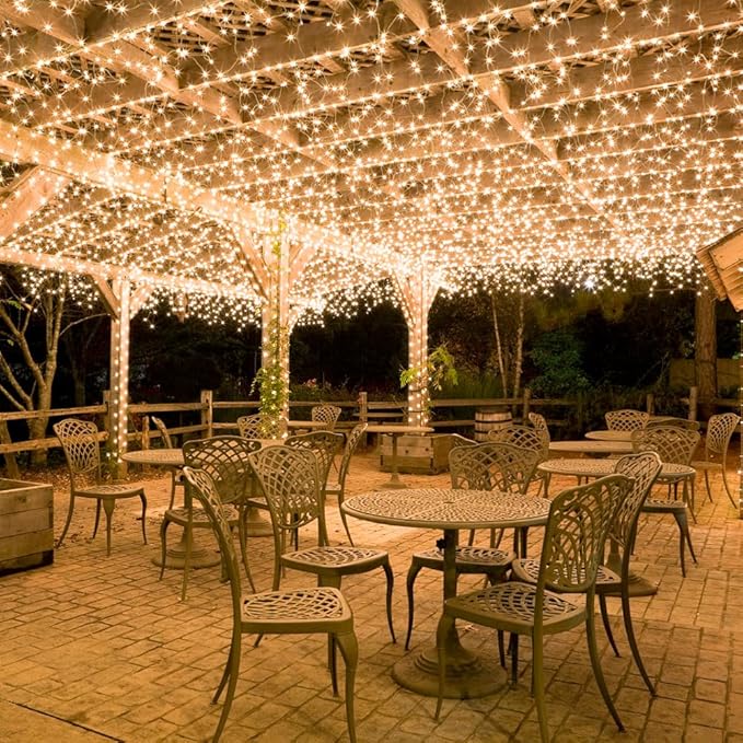 Solar String Lights Outdoor,100FT 300 LEDs Solar Fairy Lights,Waterproof Solar Light for Outside 8 Modes Button Controlled for Patio Gardens Backyard Tree Wedding Christmas,Warm White