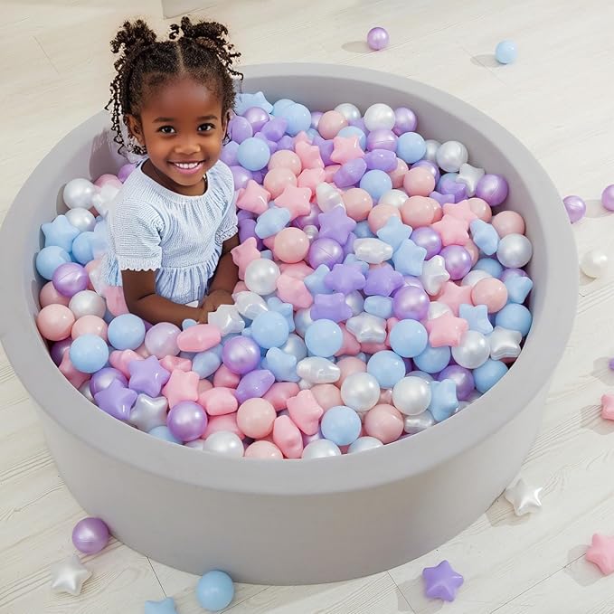 GOGOSO Ball Pit Balls for Toddlers Phthalate-Free BPA-Free Non-Toxic Crush Proof Soft Plastic Play Balls Baby Kids Shape Tent Pool Playhouse Playpen Party Decor, Pink Blue Purple White,50PCS