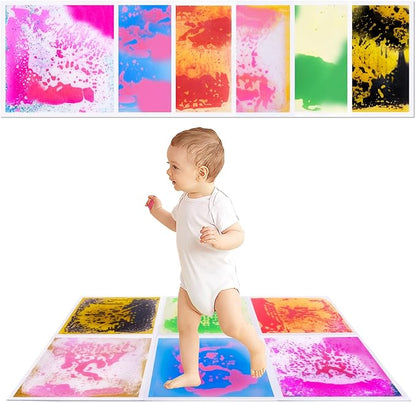 Liquid Lava Tiles for Kids： 11.8x11.8 in Educational Play Mat with Non-Slip Base Develop Motor Skills & Creativity for Children 3-12 Years（6PTFM3