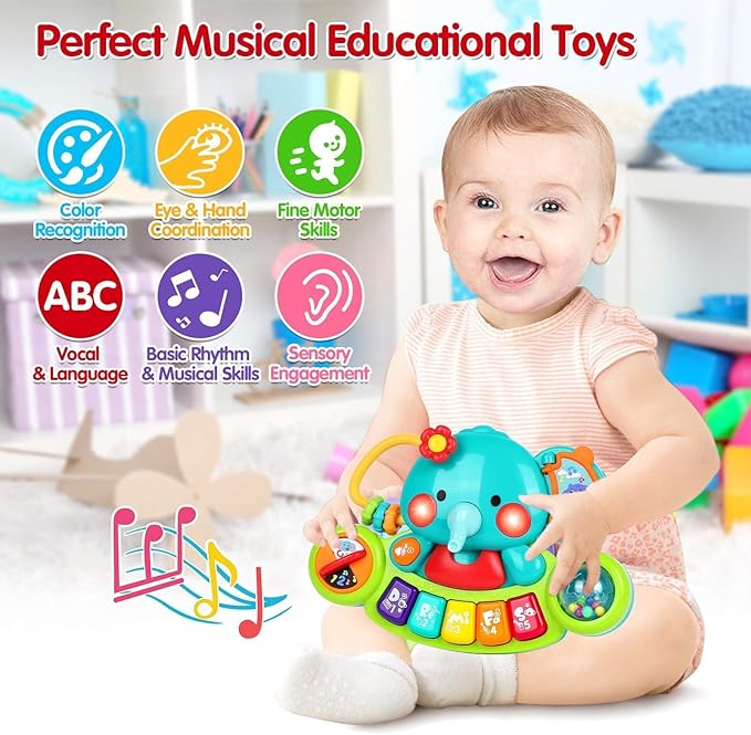 Baby Piano Toy 6 to 12 Months Light Up Music Baby Toys for 0 6 9 12 18 Months Early Learning Educational Piano Keyboard Infant Babies Girl Toy 1 Year Old Boy Girls Gift