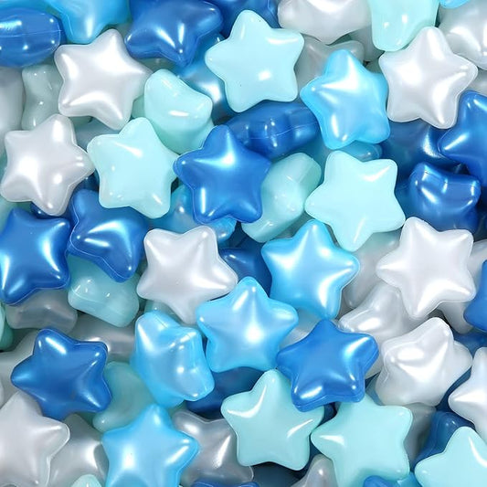 Ball Pit Balls Pack of 100 200 500 - Star and Round Set BPA Free Phthalate Free Non-Toxic Crush Proof Play Balls Soft Plastic Balls for Toddlers Baby Kids Birthday Pool Tent Party