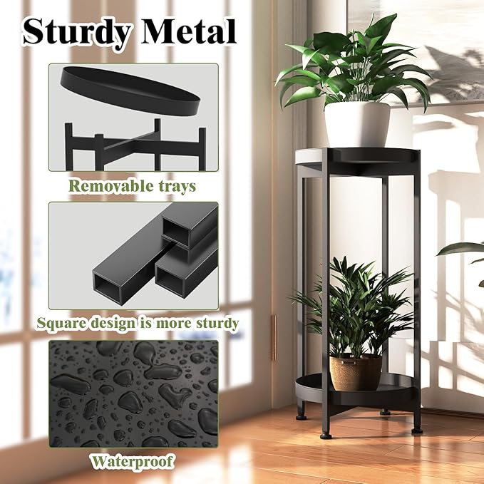 Plant Stand Indoor , 25.5" Indoor Plant Stand Stable Plant Holder Flower Pot Stands for Multiple Plant Metal Single Plant Stand Indoor Small Plant Stand for Patio Garden Decor
