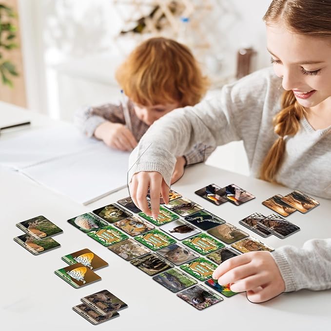 gisgfim 50 Pairs Memory Matching Game Wild Animals Concentration Memory Card Matching Games