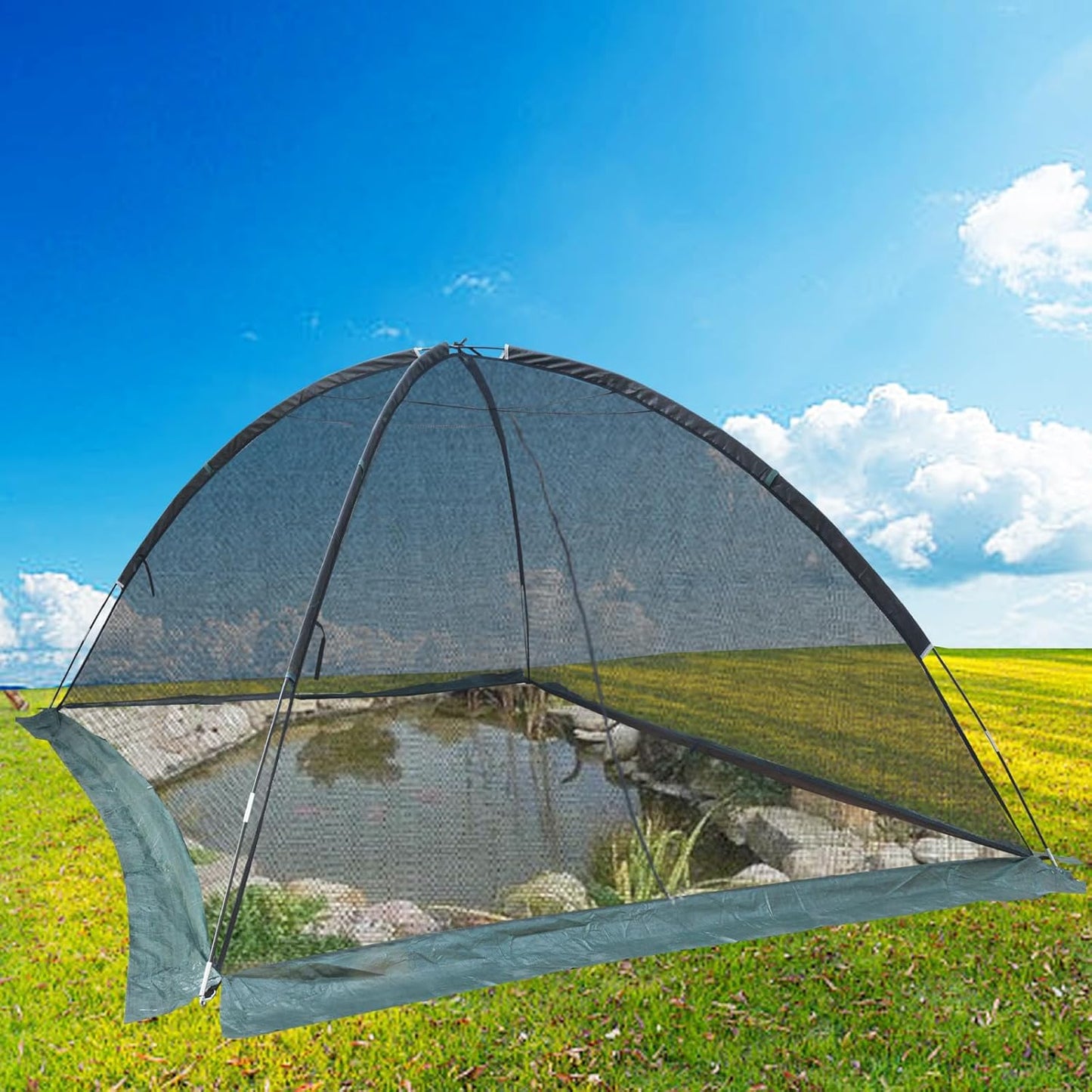 Pond Cover Dome: Protective Netting Tent for Outdoor Fish Koi Ponds Garden Leaves Vegetable Plant Care Use 8X10FT