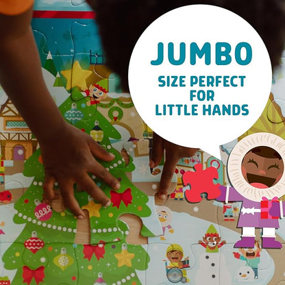 Chuckle & Roar - Christmas Village Puzzle - Engaging and Educational Puzzles for Kids - Larger Pieces Designed for Preschool Hands - 50 PC Floor Puzzle