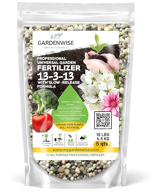 Professional Universal Garden Fertilizer 13-3-13 with Slow-Release Formula (10 QUARTS)