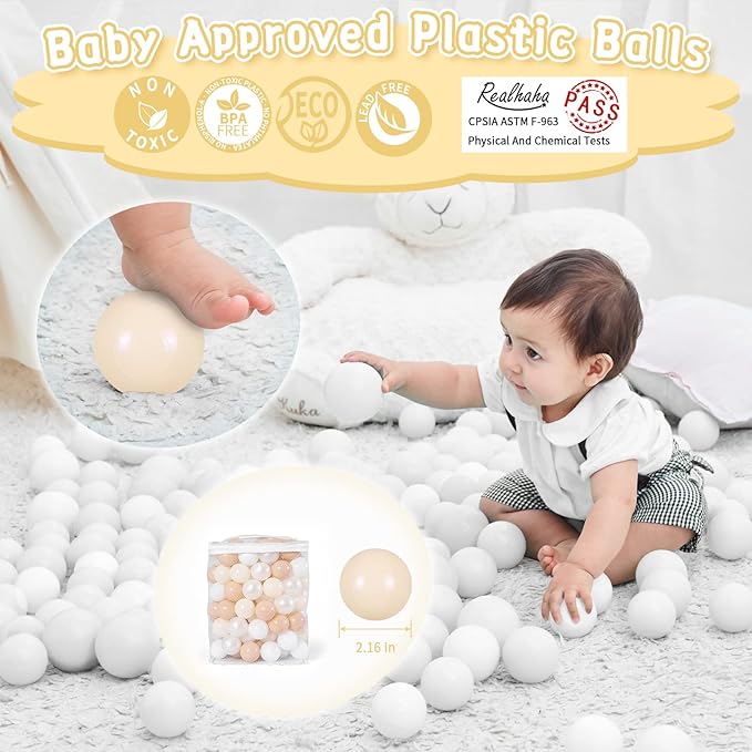 Realhaha Ball Pit Balls 50 100 200 500 Play Balls Plastic Balls for Baby Girls Toddlers Kids Play Tent Pool Playhouse Playpen Party Decoration