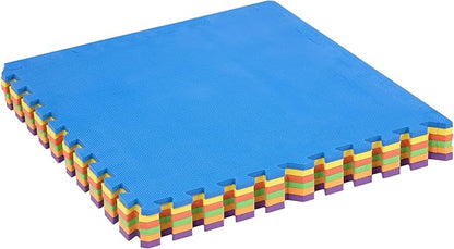 FlooringInc's Rainbow & Natural Harmony Playmat - Kid Safe Foam Floor Tiles with Removable Edges - 2'x2', 1/2" Thick (Rainbow, 36 Tile Pack)