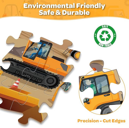 Jumbo Floor Puzzle for Kids Ages 4-6, 48 Piece Large Engineering Vehicles Jigsaw Puzzle, Extra-Thick Cardboard Preschool Learning Toys for Toddlers 3-5, Educational Gift for Boys Girls 3 4 5 6 7 8