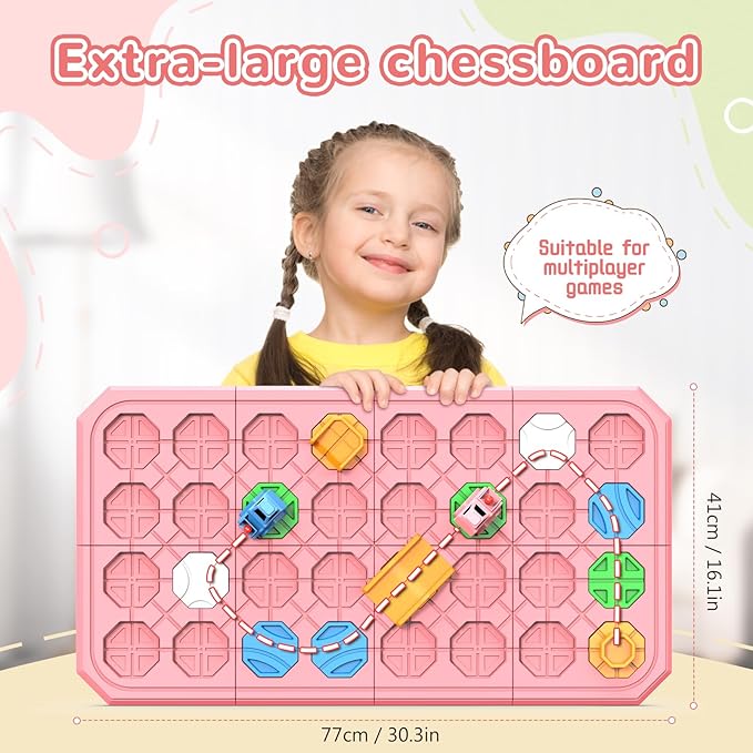 STEM Logic Road Builder Toys: Board Games Toys for 5 Year Old Kids Montessori Brain Teaser Puzzles Educational Learning Activities Toy for Kid Ages 3 4 6-8 12 Boys Girls Gifts (Pink)