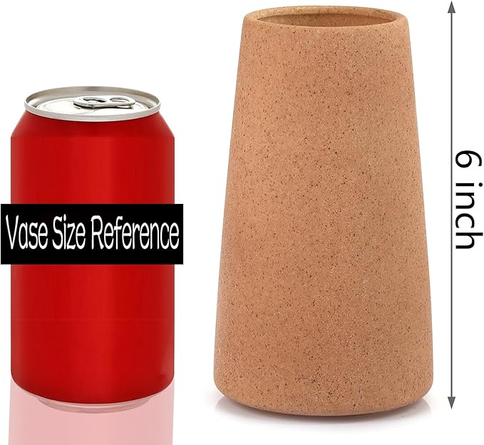 Simple Vase for Flowers Plants, Matte Vases for Modern Table Shelf Home Decor Wedding Boho Decor, 6" H Frosted Elegant Ceramic Vase for Pampas Grass Fluffy Stem Bouquet Lavender Flowers (Brown, 4)