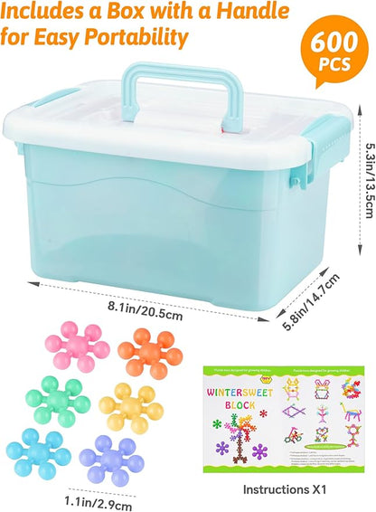 600PCS Interlocking Snowflake Building Block Toy (Macaron Colors)