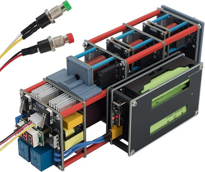 Electromagnetic Accelerator Gun Cannon High Voltage, DIY Integration Multi-Level Coil Kit, for Science Physics Teaching Experiment Tool College Education Model, High-Tech Toys,Integrated Boost Circuit