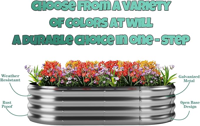 Large Raised Garden Bed Galvanized Metal Round Raised，Garden Bed Outdoor for Gardening 6x3x2FT for Vegetables Flowers Ground Planter Box