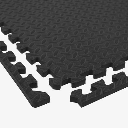 IncStores 1/2 Inch Thick Diamond Soft Foam Flooring Tiles | High-Density Interlocking Foam Tiles for Rugged Style in Your Home Gym, Playroom, and More | Black, 12 Tiles